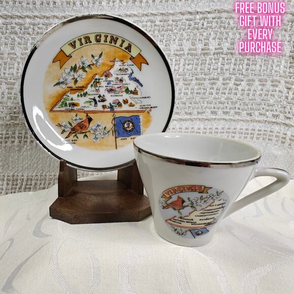 Vintage Virginia State Souvenir Plate & Teacup Set – Made in Japan - Picture 1 of 7